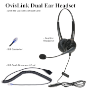 OvisLink Dual Ear headset with RJ9 quick disconnect cord